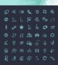 Vector set line icons of allergy. Food and Pollen Royalty Free Stock Photo