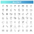 Vector set line icons of allergy. Food and Pollen Royalty Free Stock Photo