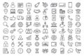 Vector set line icons Icons for business finance and contact on white background