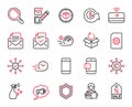 Vector Set of line icons related to Contactless payment, Survey check and Checkbox. Vector