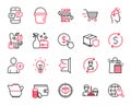 Vector Set of line icons related to Delivery shopping, Phone messages and Buy currency. Vector