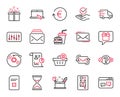 Vector Set of line icons related to Mail, Quiz test and Hamburger. Vector