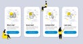 Vector Set of line icons related to Megaphone checklist, Currency and Certificate. Vector