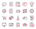 Vector Set of line icons related to Notebook service, Idea and E-mail. Vector