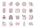 Vector Set of line icons related to Update data, Smartphone statistics and Love mail. Vector