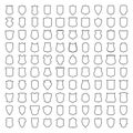 Vector set of 100 linear heraldic shields. Royalty Free Stock Photo