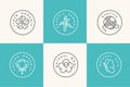 Vector set of linear icons and badges for natural fabric. Organic and eco-friendly manufacturing. Collection symbol of Royalty Free Stock Photo