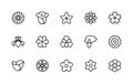 Vector set linear icons of flowers. Isolated collection of flowers on white background. Flowers symbol vector set. Royalty Free Stock Photo