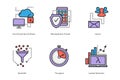 Vector Colored Linear Internet Data Characteristic Icons