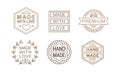 Vector set of linear labels for handmade crafts. Original emblems for business card or product packaging