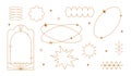 Vector set of linear minimalistic aesthetic frames, borders, geometric shapes with stars in boho and funky 2yk style