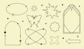 Vector set of linear minimalistic aesthetic frames, borders, geometric shapes with stars in boho and funky 2yk style. Rectangular