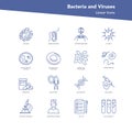 Vector set of linear icons - Bacteria and viruses