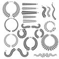 Vector set of linear wreaths - design elements for invitations a