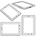 Vector Set of Lineart Tablets PC Royalty Free Stock Photo