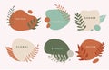 Vector set of liquid organic forms and badges set with plants, leaves. Flowing shapes banners. Template for logo Royalty Free Stock Photo