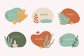 Vector set of liquid organic forms and badges set with plants, leaves. Flowing shapes banners. Template for logo Royalty Free Stock Photo