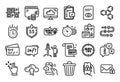 Vector set of Locked app, Cloud upload and Launch project line icons set. Vector