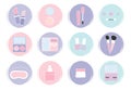 Vector set of logo design templates, icons and badges for social media highlights with cute beauty make up elements