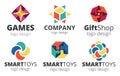 Vector Set logo, games and gifts Royalty Free Stock Photo