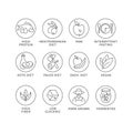 Vector set of logos, badges and icons for natural and health products. Collection symbol of healthy eating and various Royalty Free Stock Photo