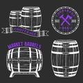 Vector set and logos cooperage workshops Royalty Free Stock Photo