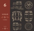 Vector set and logos cooperage workshops