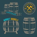 Vector set and logos cooperage workshops Royalty Free Stock Photo