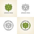 Vector set of logos. Stylized Green man.