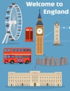 Vector set of the London famous place and landmark