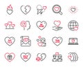 Vector Set of Love icons related to Heart, Hold heart and Honeymoon travel. Vector