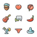 Vector Set of Lovelace Icons. Royalty Free Stock Photo