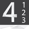 Vector set with low poly numbers 1 2 3 4 isolated on dark background. Grey and white digits