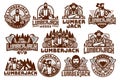 Vector set of lumberjack logo design template, retro vintage look, suitable for wood related business