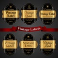 Vector set of luxury black-gold labels Royalty Free Stock Photo