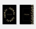 Vector set of luxury cards, templates with gold glittery small delicate flowers for birthday, wedding, anniversary Royalty Free Stock Photo