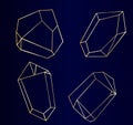 Vector set of luxury golden crystal shapes. Isolated illustration element. Isolated illustration element. Royalty Free Stock Photo