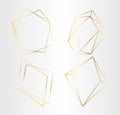 Vector set of luxury golden crystal shapes. Isolated illustration element. Isolated illustration element. Royalty Free Stock Photo