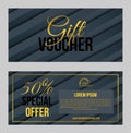 Vector set of luxury modern gift voucher card template with rectangle in gold and dark color Royalty Free Stock Photo