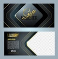 Vector set of luxury modern gift voucher card template with rectangle in gold and dark color Royalty Free Stock Photo