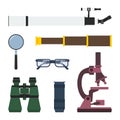 Vector set of magnifying tools