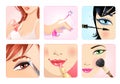 Vector set of make-up square icons.