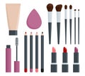 Set of makeup elements on a white background