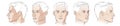 vector Set of man face portrait three different angles and turns of a male head. Close-up line sketch. Different view Royalty Free Stock Photo