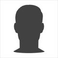 Vector Set of man face silhouette. Different angles Front and profile view. Male portrait of young beautiful boy with