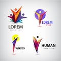 Vector set of man logos, team, family icon. Winner, leader, business logo. Royalty Free Stock Photo