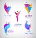 Vector set of man logos, team, family icon. Winner, leader, business logo. Illustration human collection. Royalty Free Stock Photo