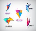 Vector set of man logos, team, family icon. Winner, leader, business logo. Illustration human collection. Royalty Free Stock Photo