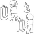 Vector set of man peeing