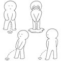 Vector set of man peeing